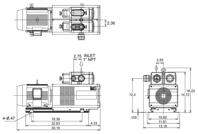Item KRF70G1 VAC, KRF70 Dry Rotary Vane Vacuum On