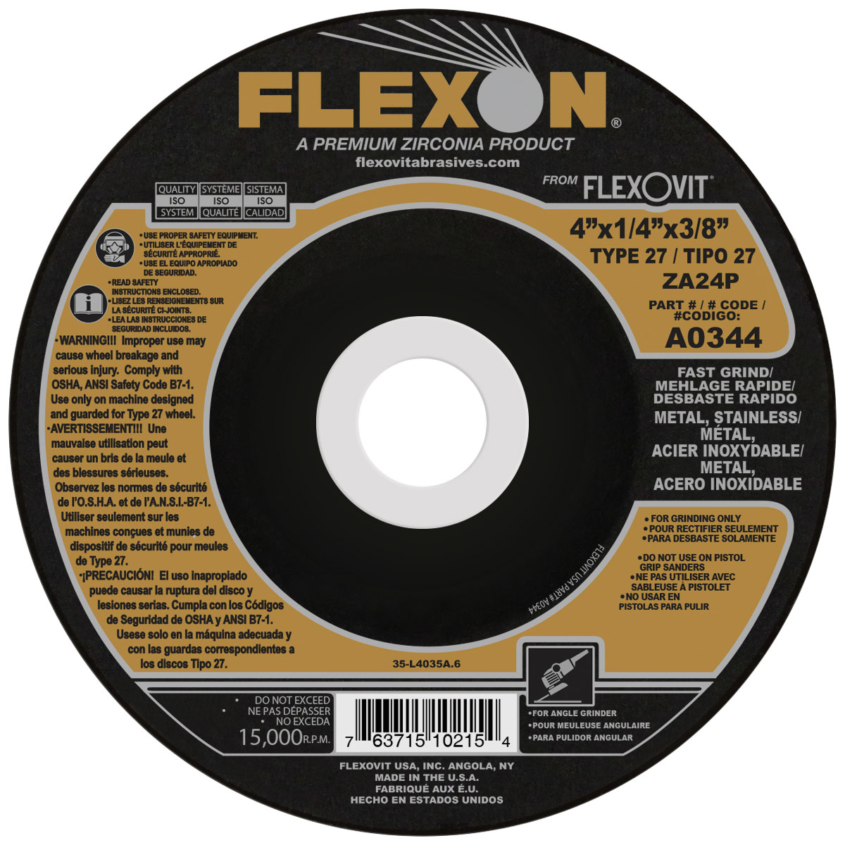 Item A0344, Type 27 Grinding Wheel On Flexovit USA, Inc.