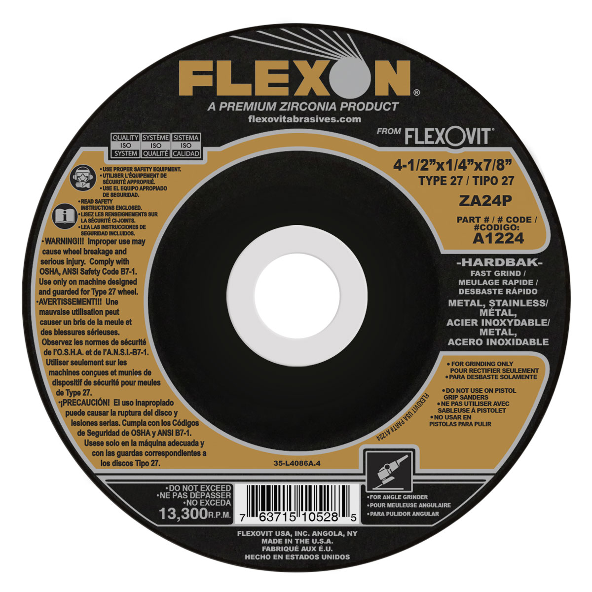Item A1224, Type 27 Grinding Wheel On Flexovit USA, Inc.