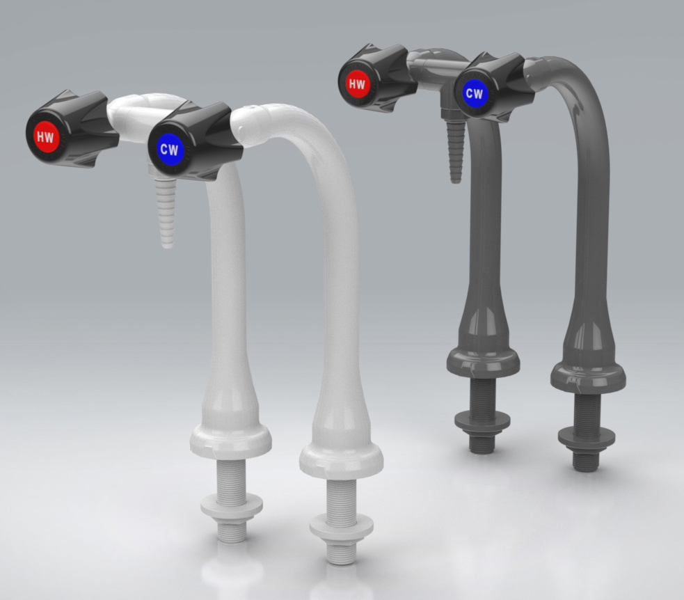 PVC, Natural Polypropylene, and PVDF Hot and Cold Duraline Lab Faucets