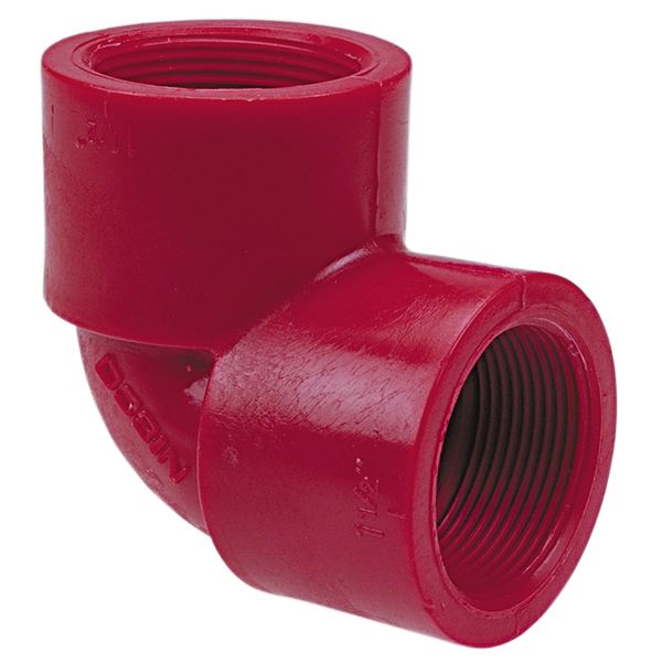 650733 Thread 90° Elbow FPT x FPT Kynar® Red PVDF Schedule 80 On