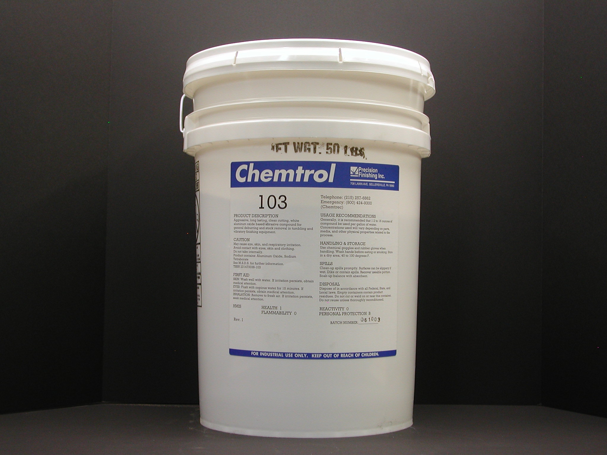 Stock No. C10350, Chemtrol 103 Abrasive Compound On Precision