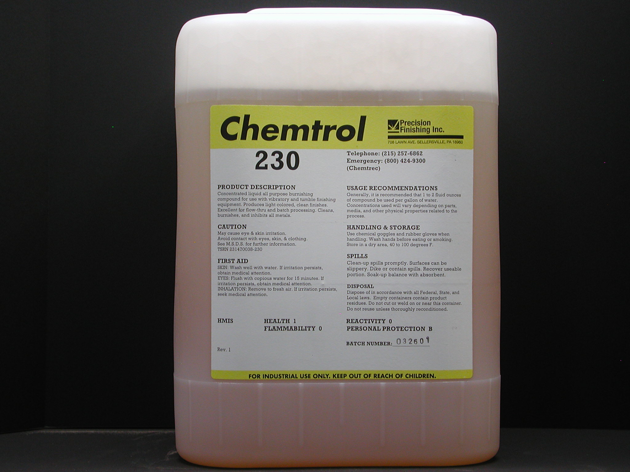 Stock No. C230-05, Chemtrol # 230 Burnishing Compound On Precision