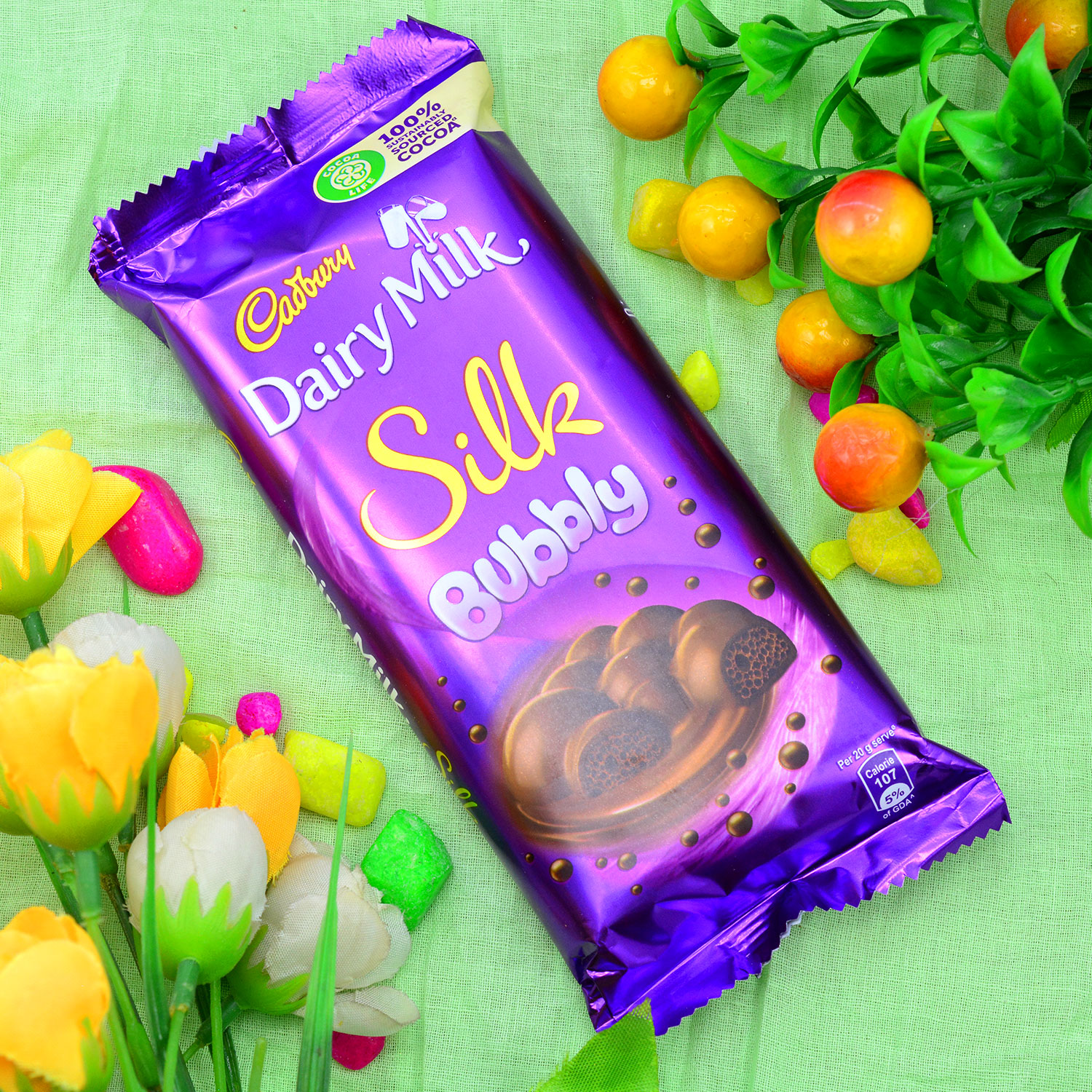 Cadbury Dairy Milk Silk Bubbly Chocolate Bar 50 G Basket