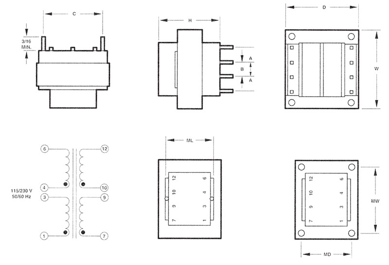 PC Mount World Series™ Power Transformers On Triad
