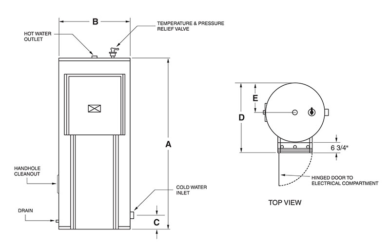 Item VR20015KW, Commercial Vertical Round Electric Brute Water Heaters On Water Heater Sales
