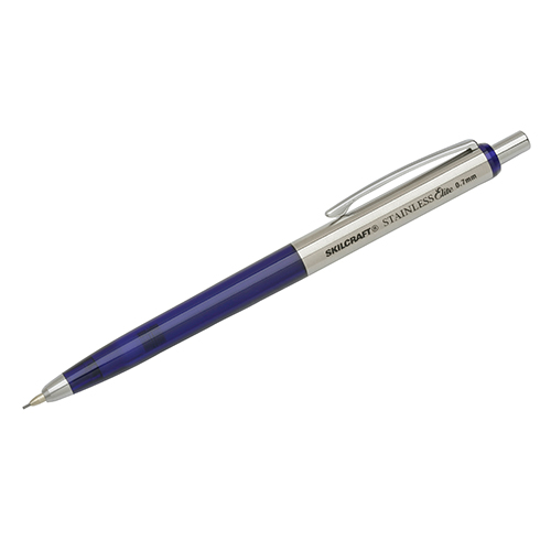 SKILCRAFT® Stainless Elite Mechanical Pencil Medium Point Blue and