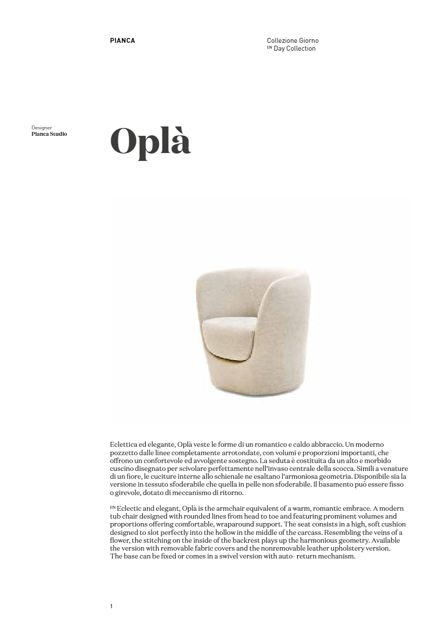 OPLÀ Swivel upholstered fabric armchair By PIANCA