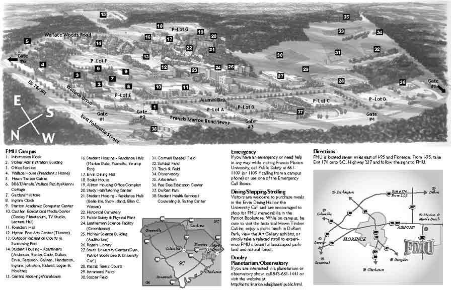 Francis Marion University Campus Map to Francis Marion University