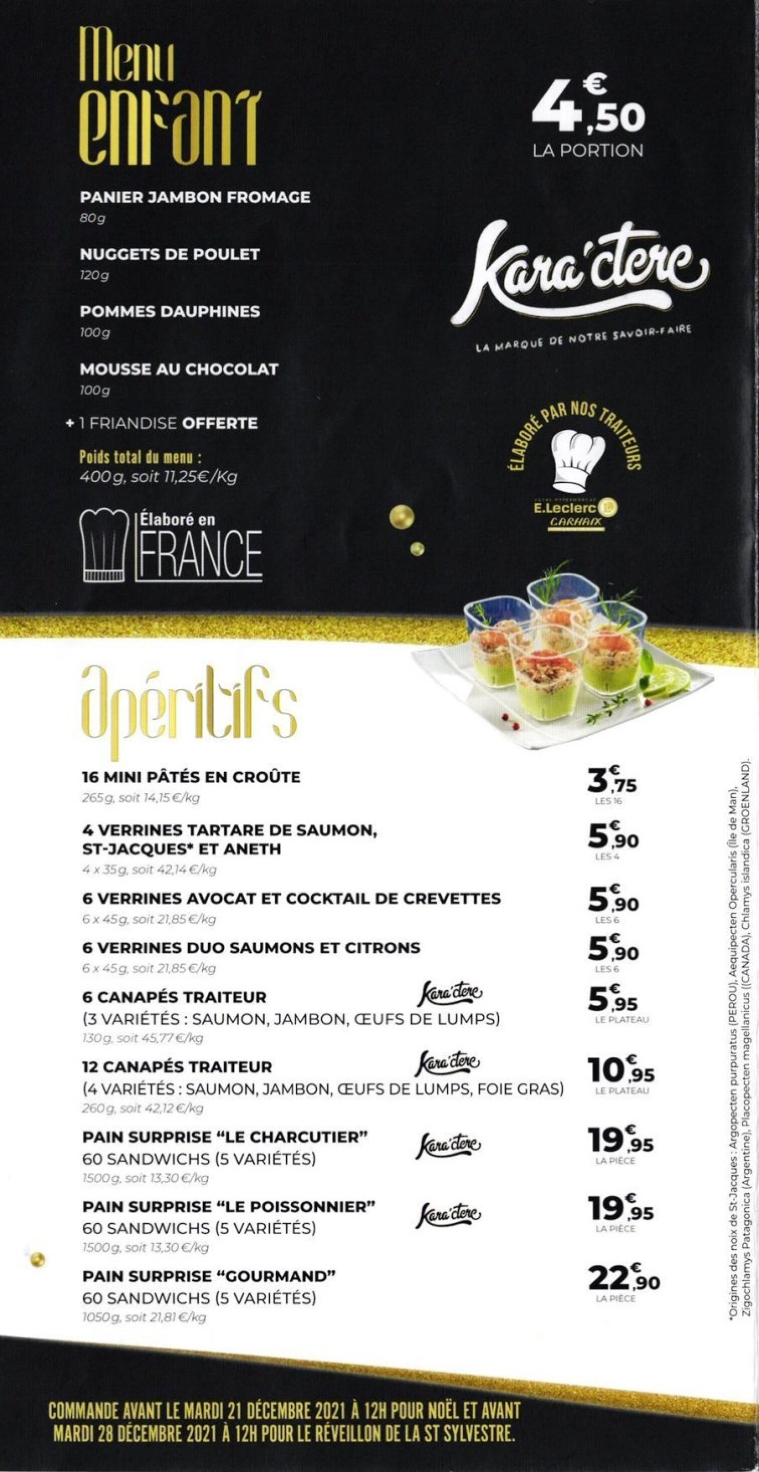 Pain Points E. LECLERC Carte traiteur