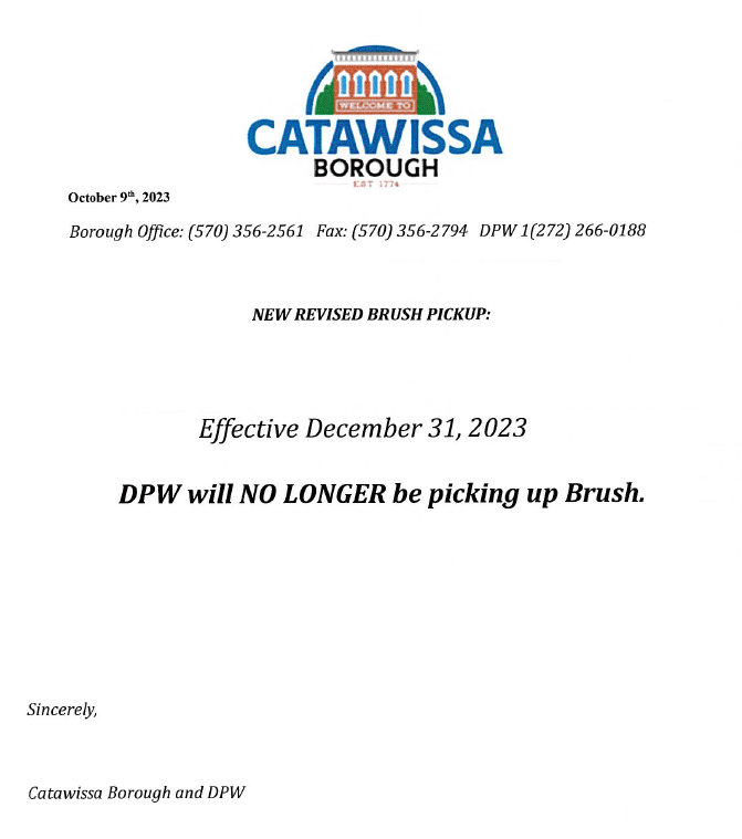 News & Events Catawissa Borough, Pennsylvania Established 1774