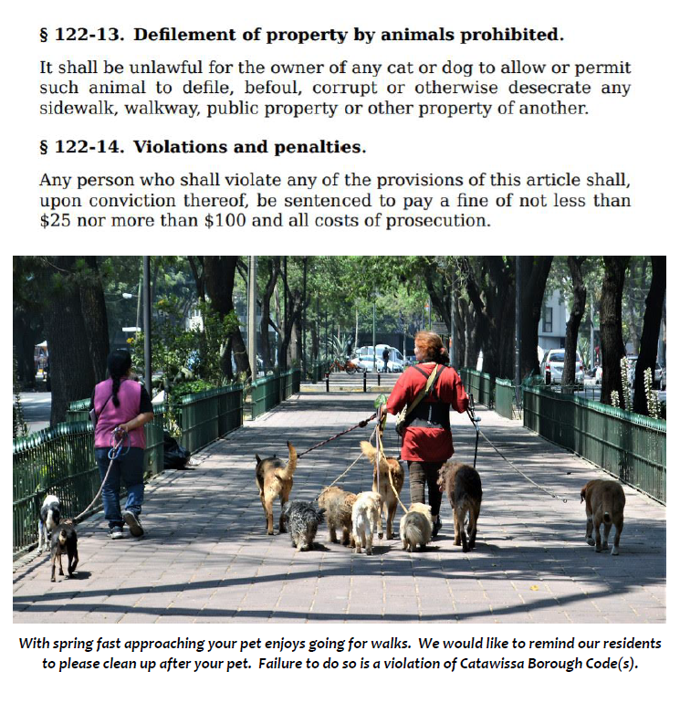 News & Events Catawissa Borough, Pennsylvania Established 1774 Page 2