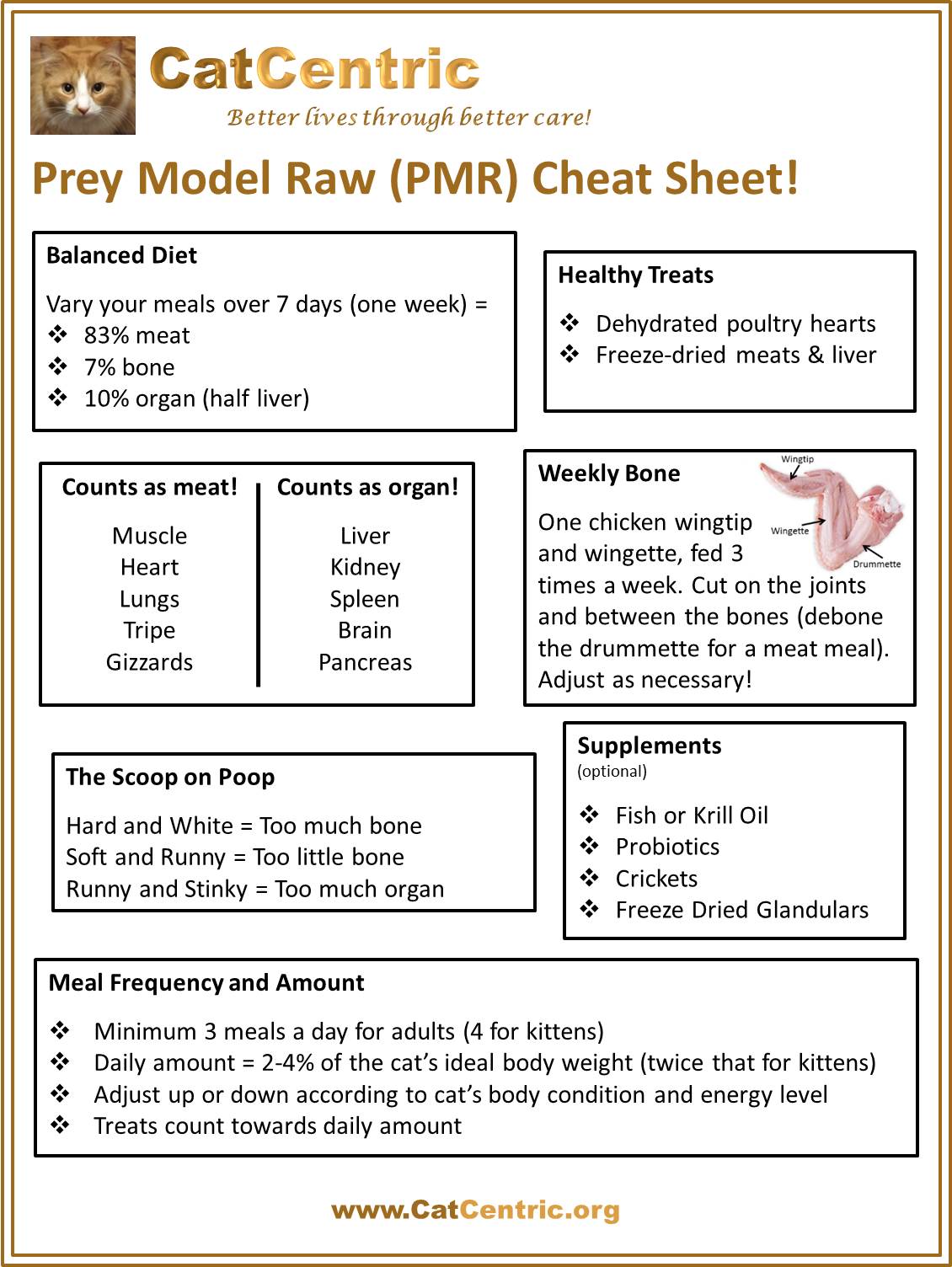 (PMR) Prey Model Raw Feeding Your Cat Cheat Sheet
