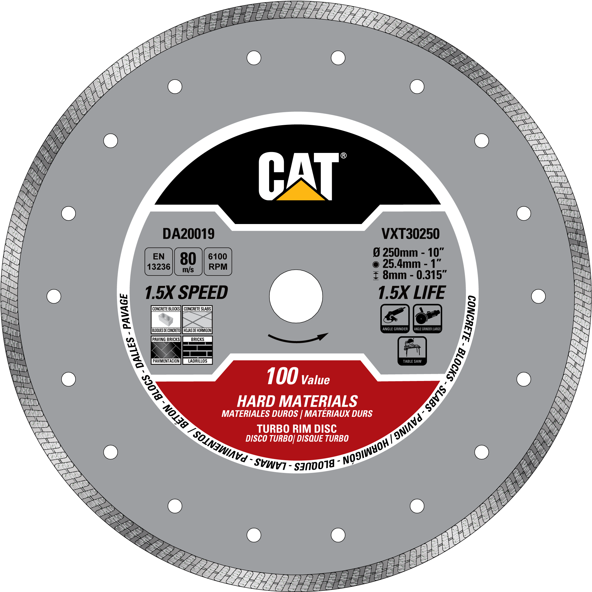 VXT30 Turbo Hard Materials Rim Diamond Blade Cat Diamond Tools