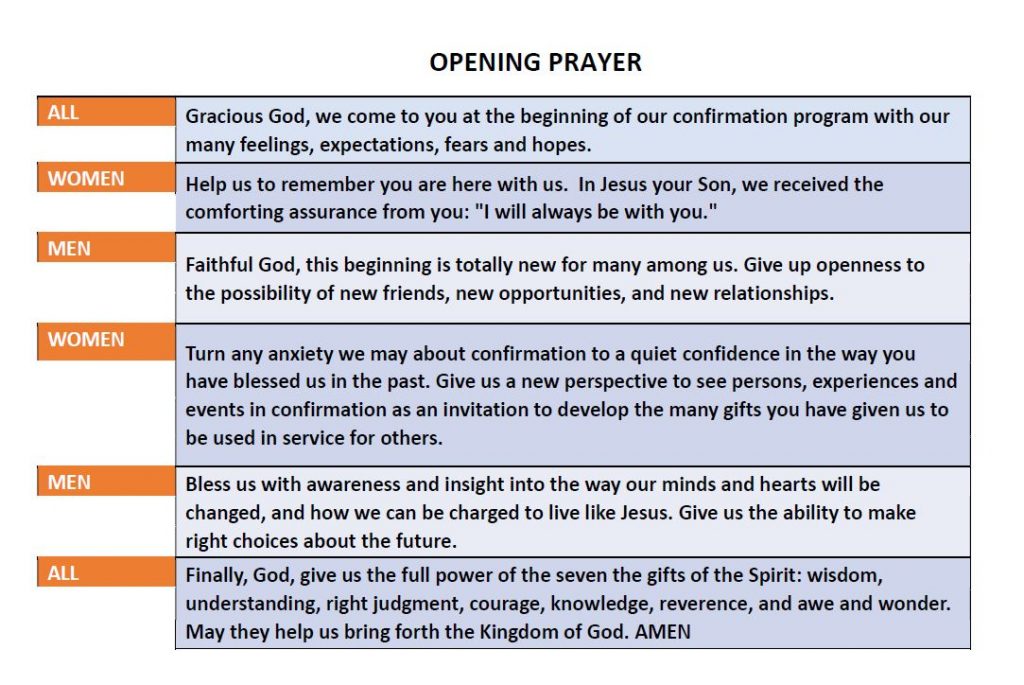 Confirmation Program Opening Night Prayer Catechism Angel Free