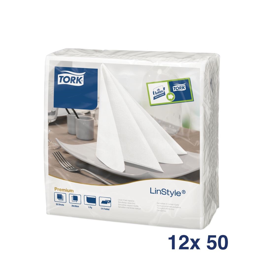 Tork Premium Linstyle Dinner Napkin White 40x40cm 14 Fold Pack of 600