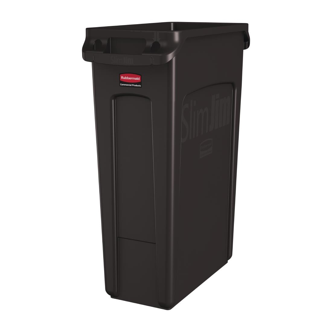 Rubbermaid Slim Jim Container With Venting Channels Brown 87Ltr (DY110) CaterSpeed