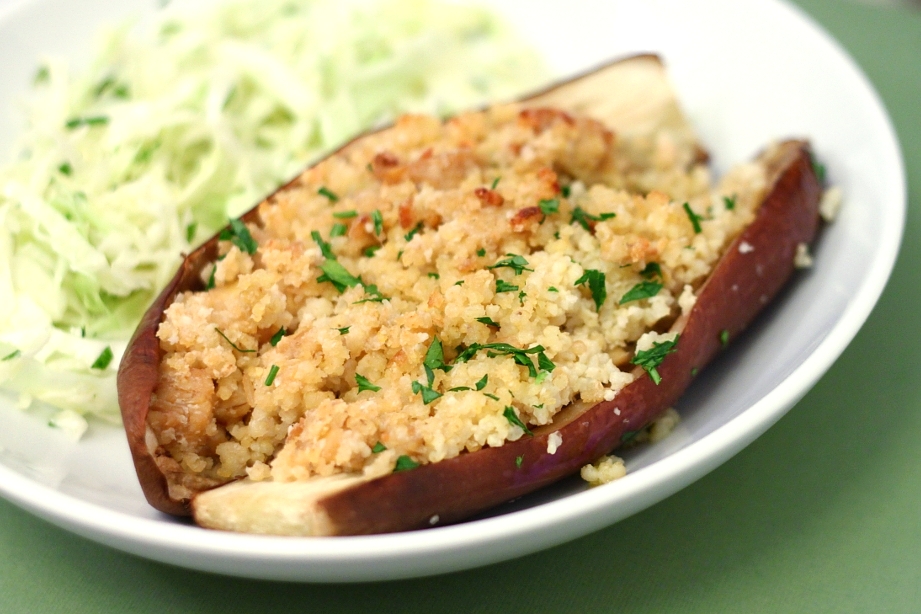 Millet and Tempeh Stuffed Eggplant Cate's World Kitchen