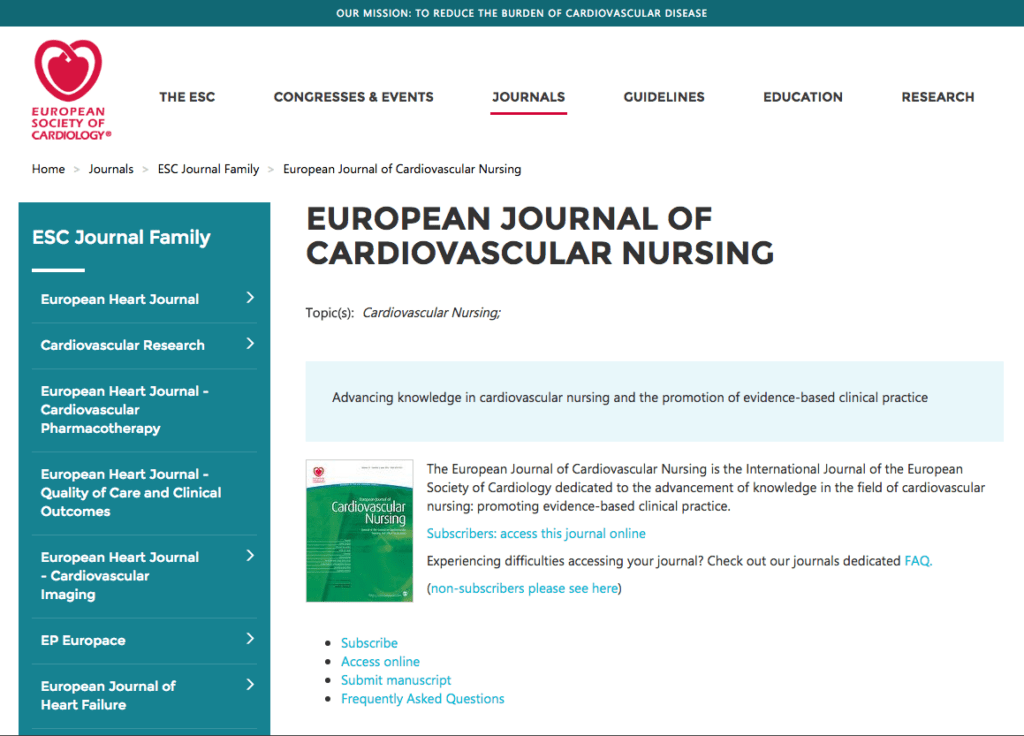 European Journal of Cardiovascular Nursing