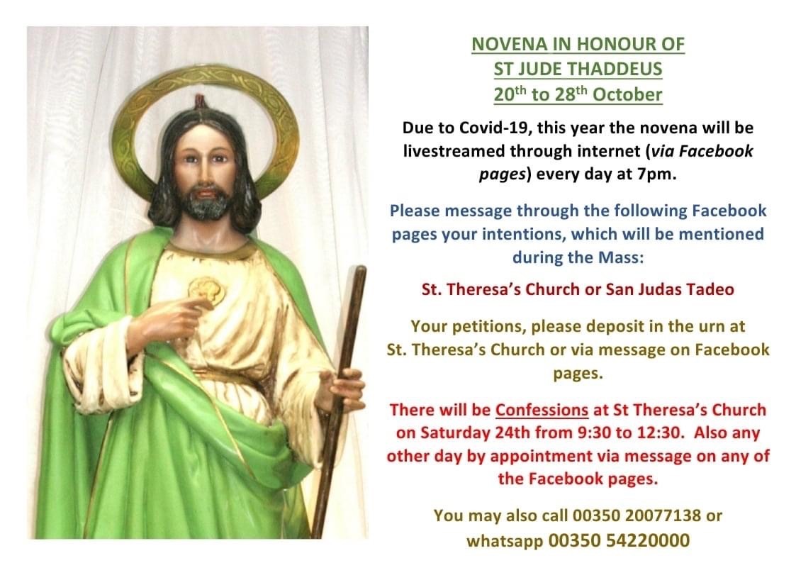 St. THERESA'S CHURCH Novena in Honour of St. Jude Thaddeus Catholic