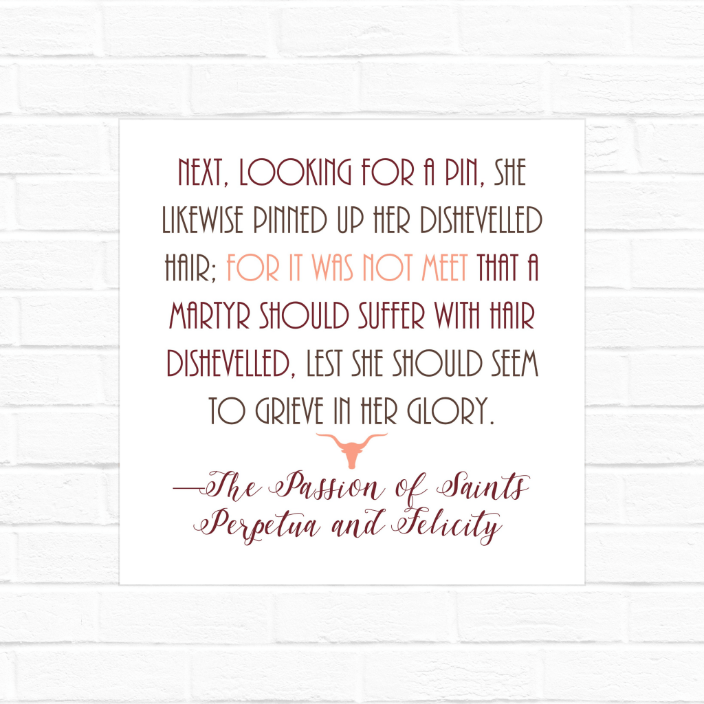 The Passion of Saints Perpetua and Felicity Hairdo quote in 8x10 and