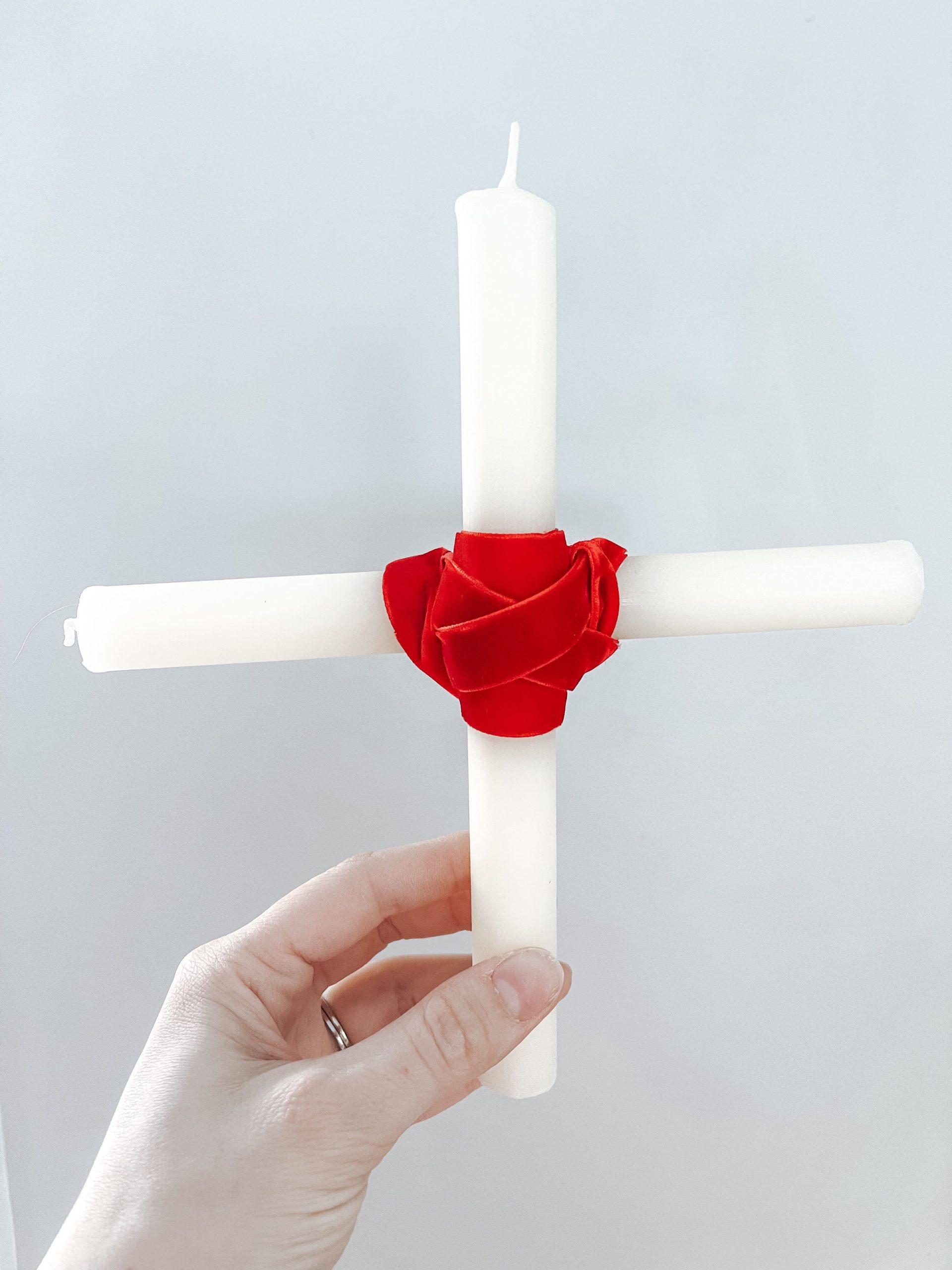 St. Blaise Set of 2 Beeswax Candles + Velvet Ribbon Catholic All Year