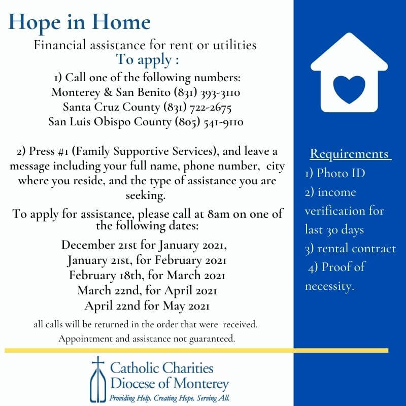 Hope in Home Flyer Catholic Charities Diocese of Monterey
