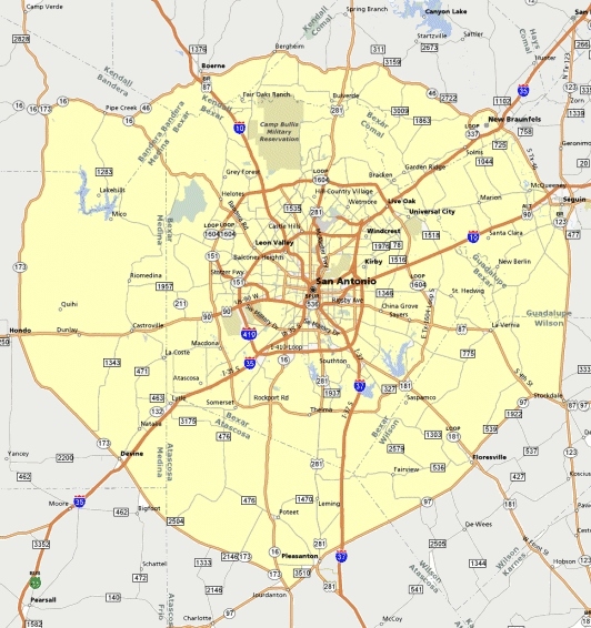 Map Of San Antonio Area 31 Map Of San Antonio Texas And Surrounding Area Maps Database Source