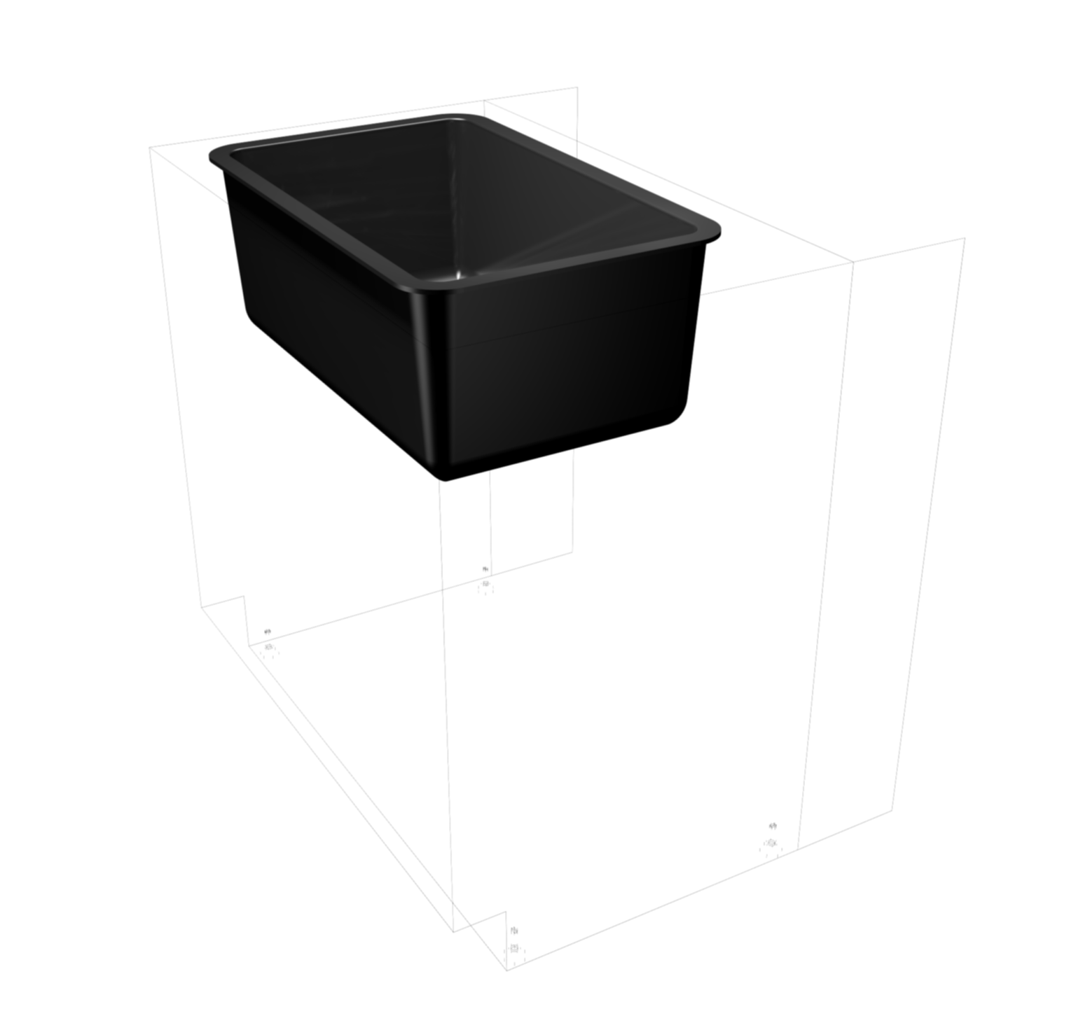 Epoxy DropIn Sink, 15" x 25" x 11", Black