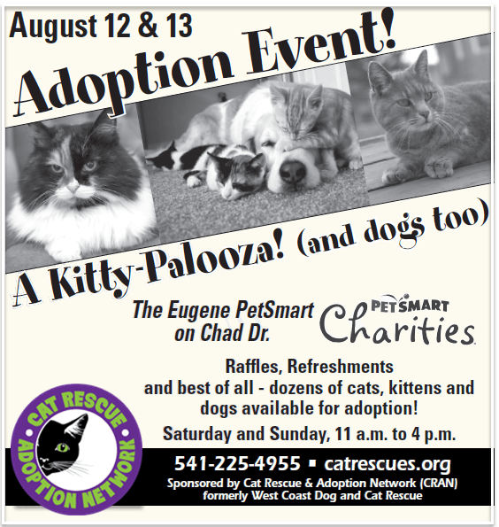 Cat Rescue and Adoption NetworkKitty Palooza Aug 12 & 13, PetSmart on