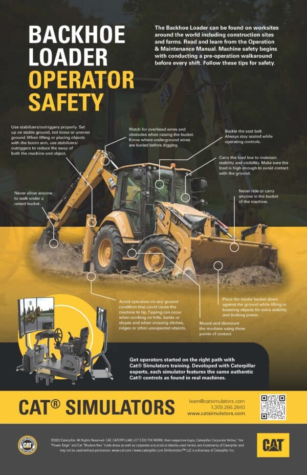 Backhoe Loader Safety Tips Infographic CAT® SIMULATORS