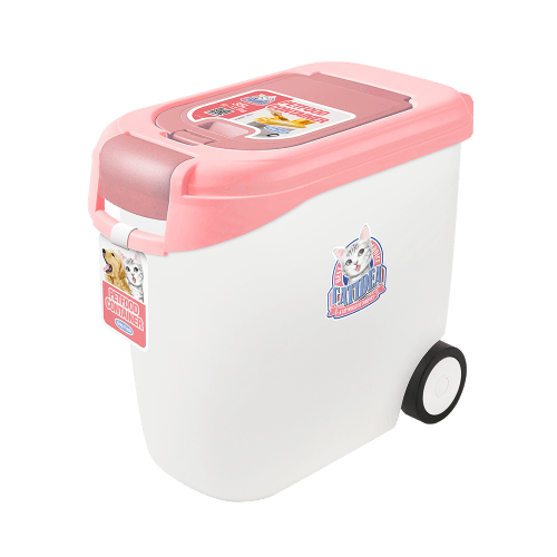 Catidea Luxury Double Open Petfood Container 10kg Pink CatSmart Singapore