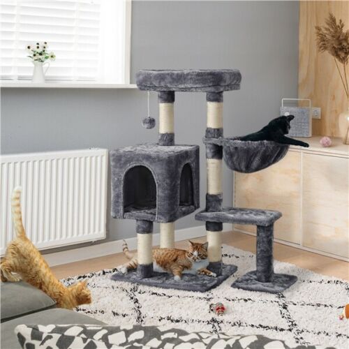 96cm Cat Tree Cat Climbing Tower with Condo/ Scratching Posts for Indoor Cats Cat towers.uk