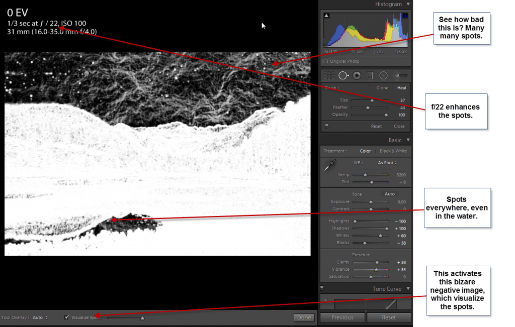 How to detect sensor spots in and Lightroom Caught In Pixels