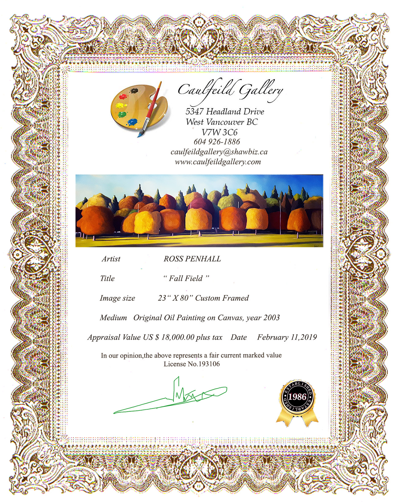 ART APPRAISAL Caulfeild Gallery