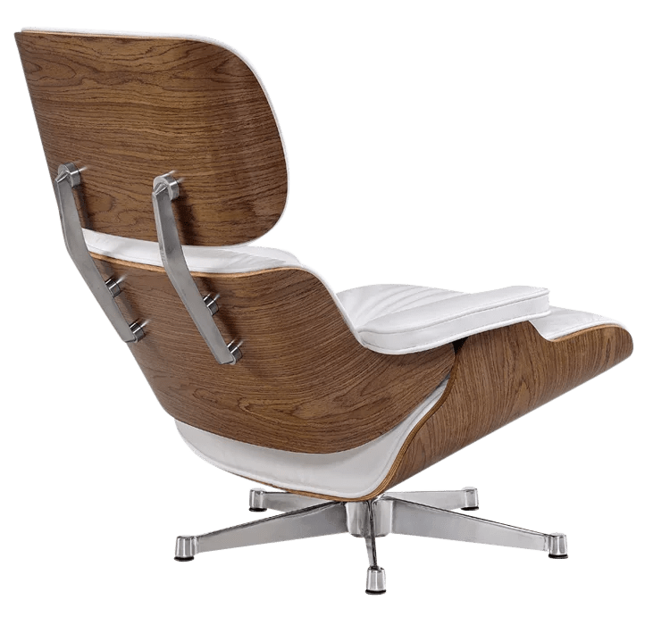 Eames Lounge Chair XL Wit Leer, Walnoot Schalen Cavel Design