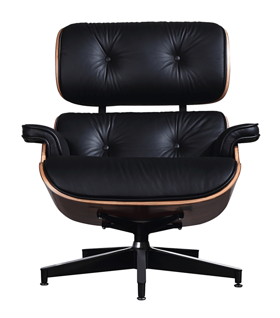 Eames Lounge Chair Zwart Leer, Palissander Schalen Cavel Design