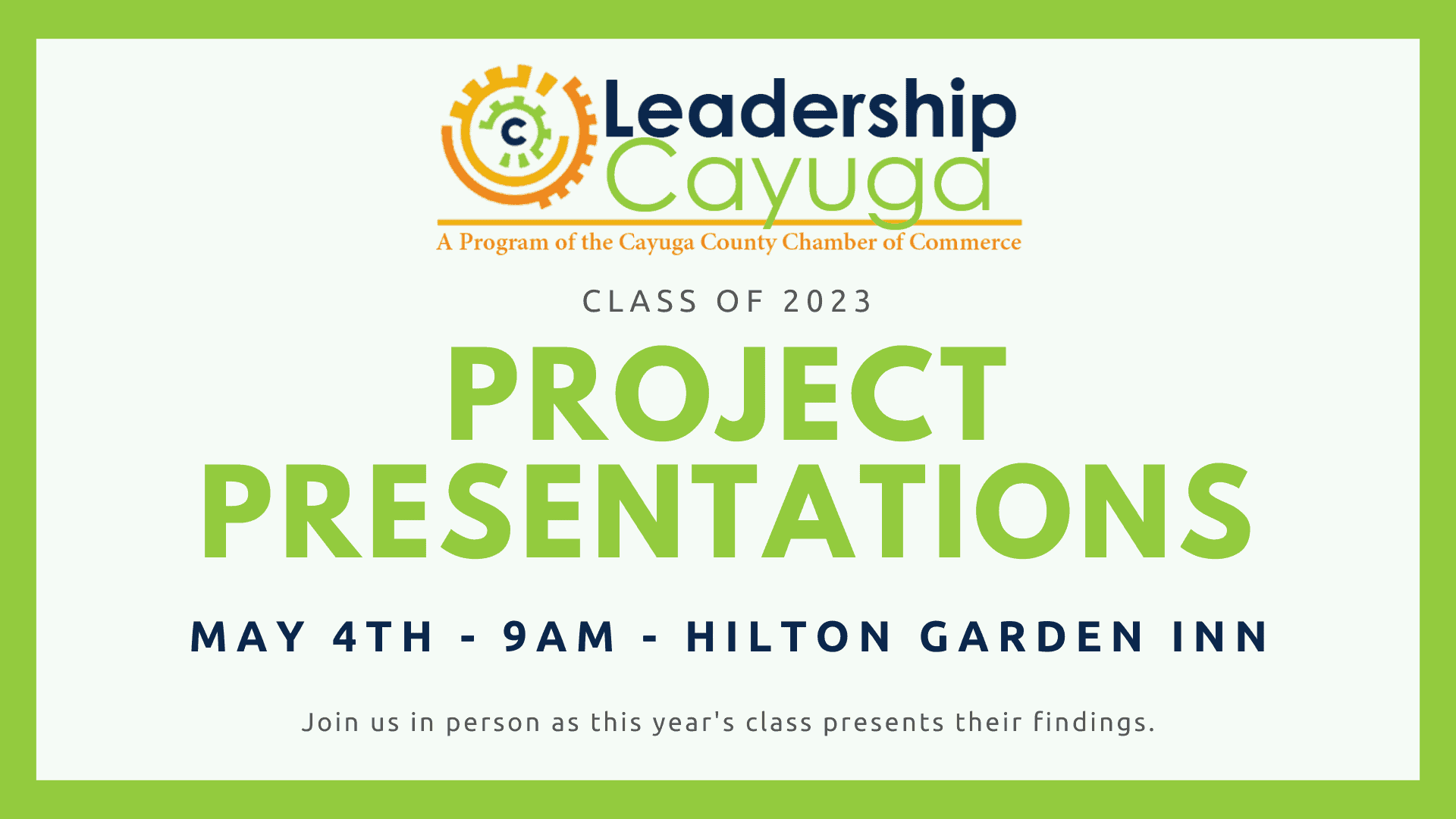 Leadership Cayuga Project Presentations 2023 Cayuga County Chamber of