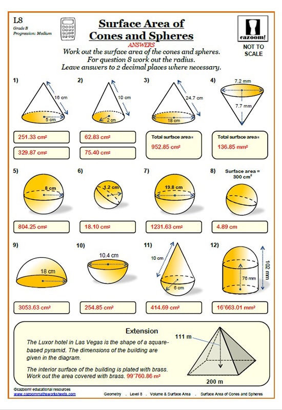 Surface Area and Volume Worksheets Printable PDF Worksheets