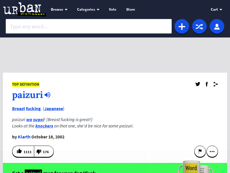Urban Dictionary paizuri CB.click Advanced URL Shortener