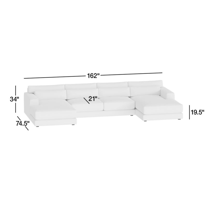 Retreat 3Piece DoubleChaise Sectional Sofa + Reviews Crate & Barrel