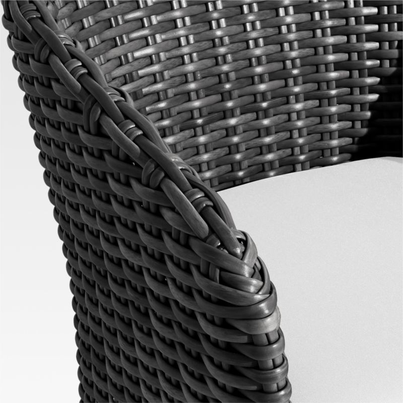Abaco Resin Wicker Charcoal Grey Outdoor Dining Chair with White Sand