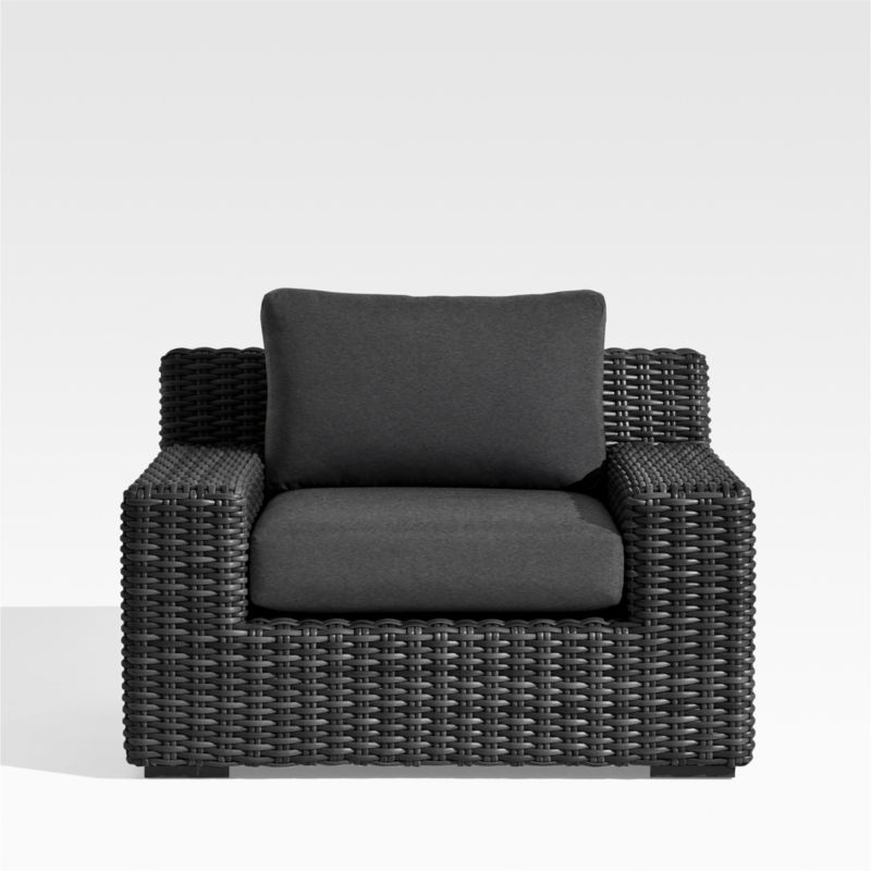 Abaco Resin Wicker Charcoal Grey Outdoor Lounge Chair with Charcoal