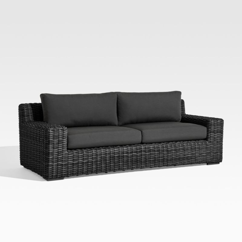 Abaco 83" Resin Wicker Charcoal Grey Outdoor Sofa with Charcoal