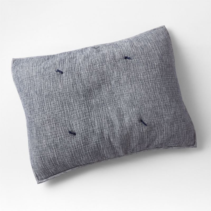 Aire Crinkle Deep Indigo Standard Organic Cotton Pillow Sham Crate