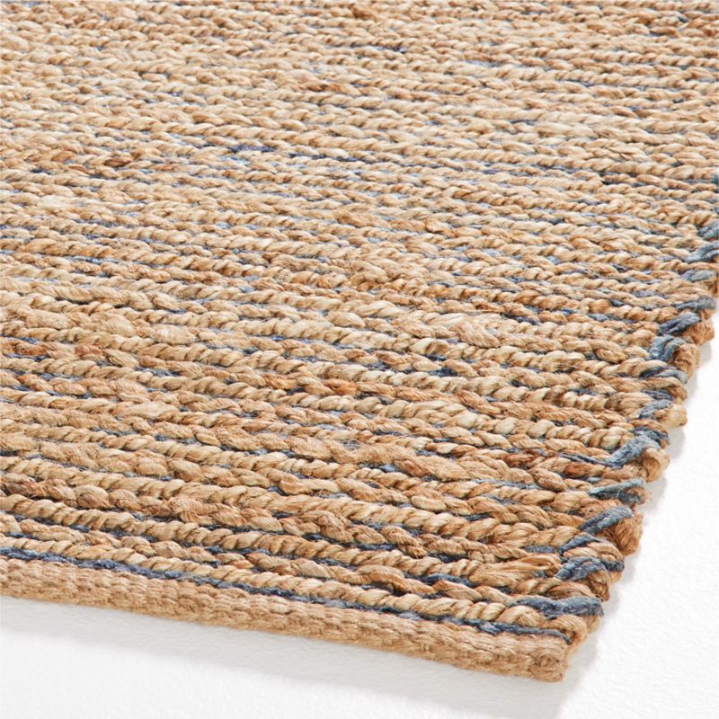 Ales Chenille and Jute/Cotton Blend Dark Blue Rug Swatch 12"x18