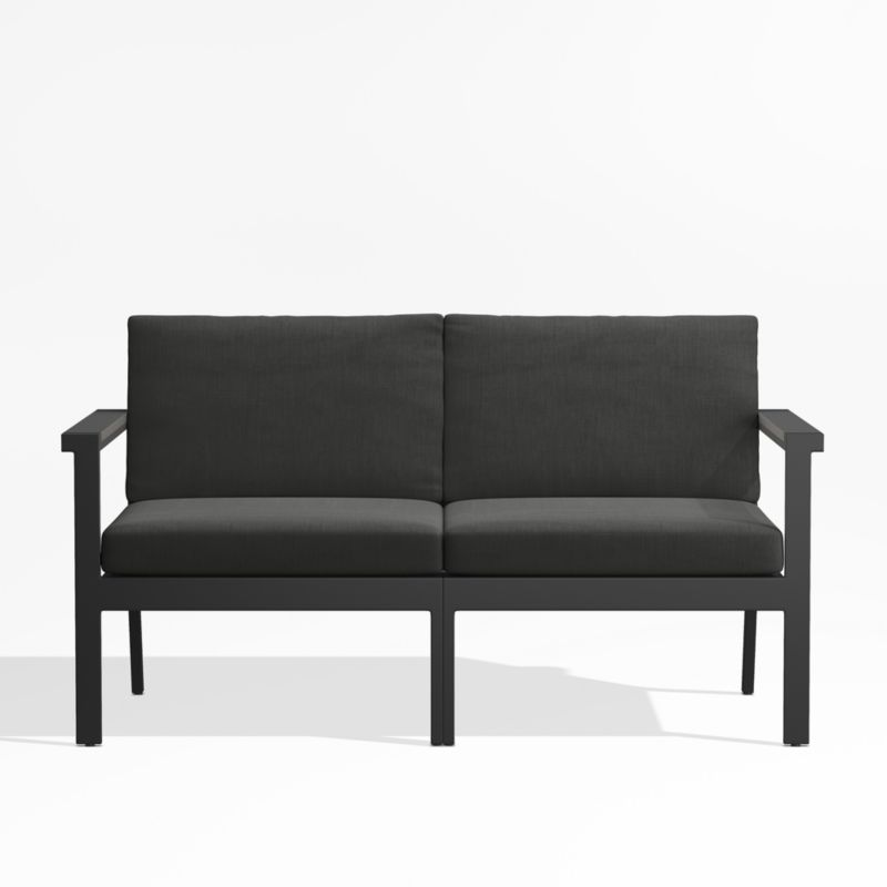 Alfresco Black Metal 2Piece Outdoor Loveseat with Charcoal Grey