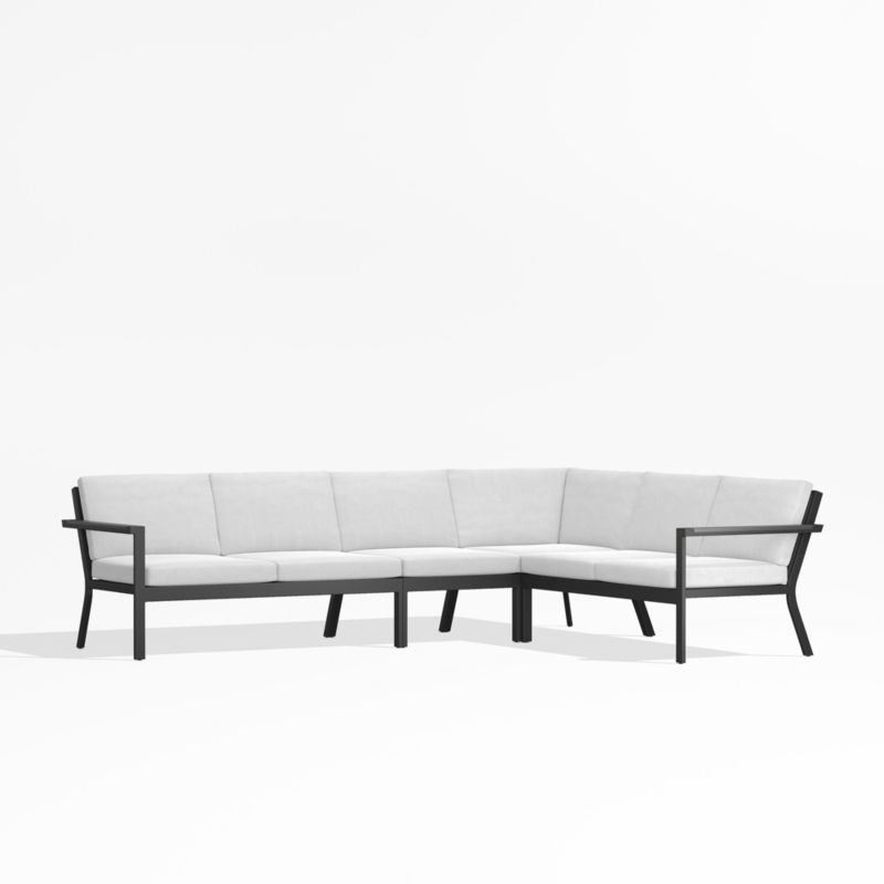 Alfresco Black Metal 4Piece LShaped Outdoor Sectional Sofa with White