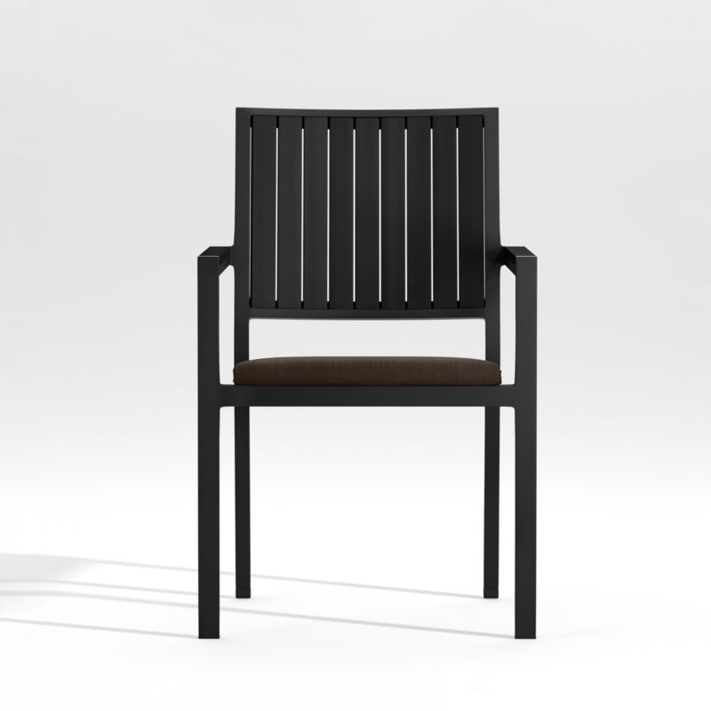 Alfresco Black Outdoor Dining Chair with Java Brown Sunbrella Cushion Crate & Barrel