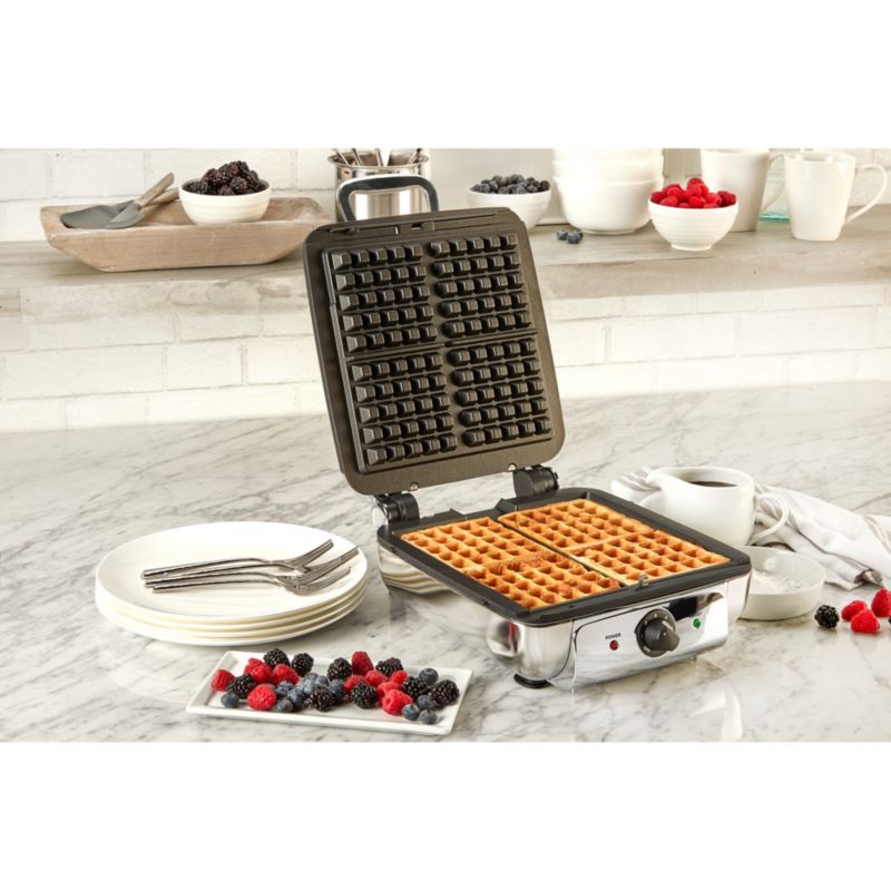 AllClad 4Slice Stainless Steel Waffle Maker with Removable Plates